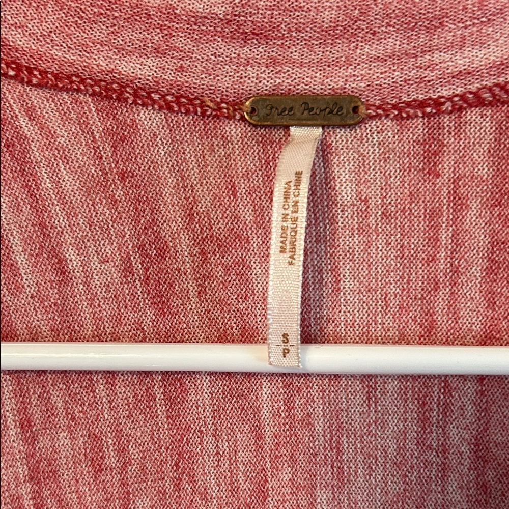 Free People Red/pink Draped Cardigan with hook closure. Back bow. Small. - Picture 2 of 8